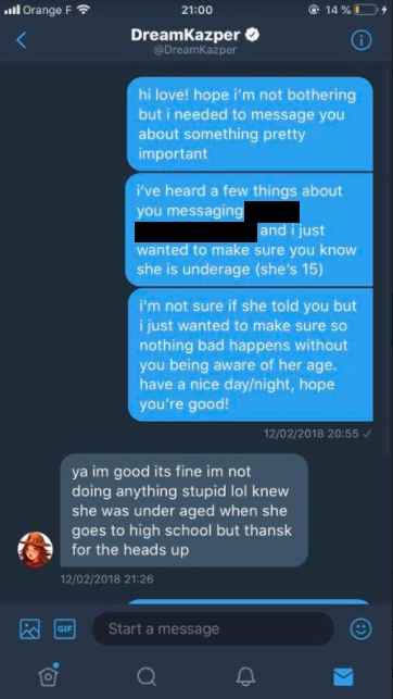 A screenshot of a conversation between Penelope’s friend and Sanchez.